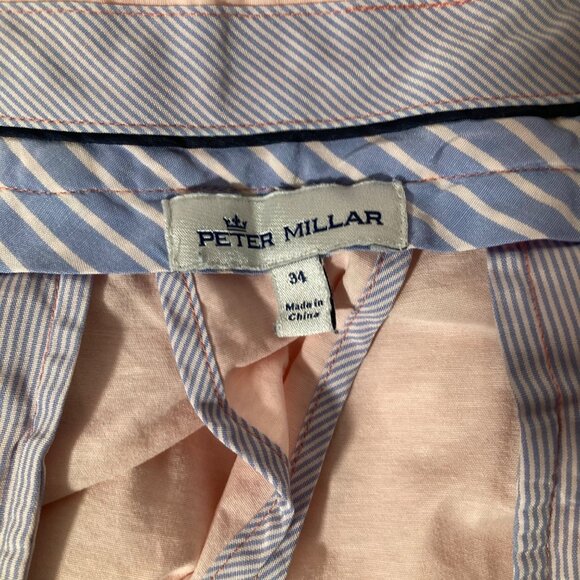 Mens Peter Millar Shorts Cotton Nylon Peach Blue‎ 34 Fade Flat Front - Picture 7 of 11
